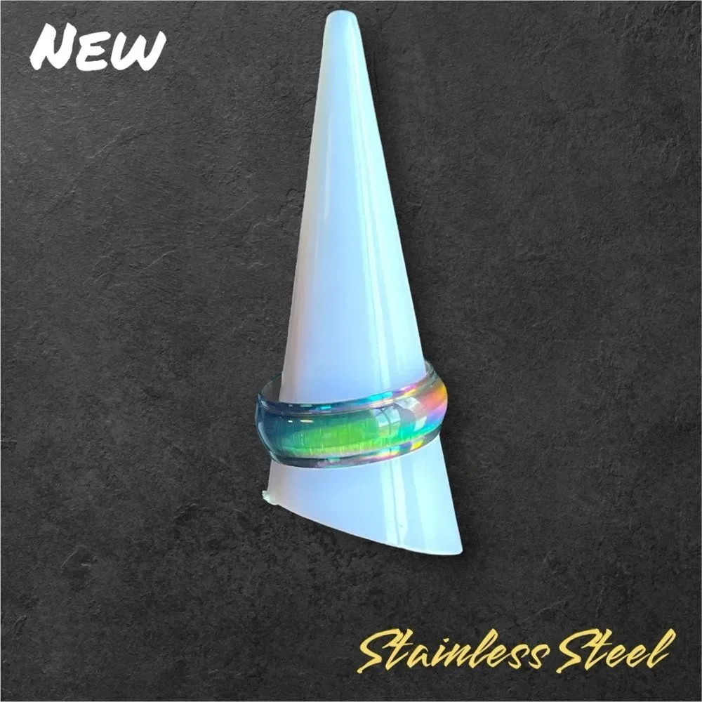 New Unisex Stainless Steel Gold Rainbow Band ring - Size 11